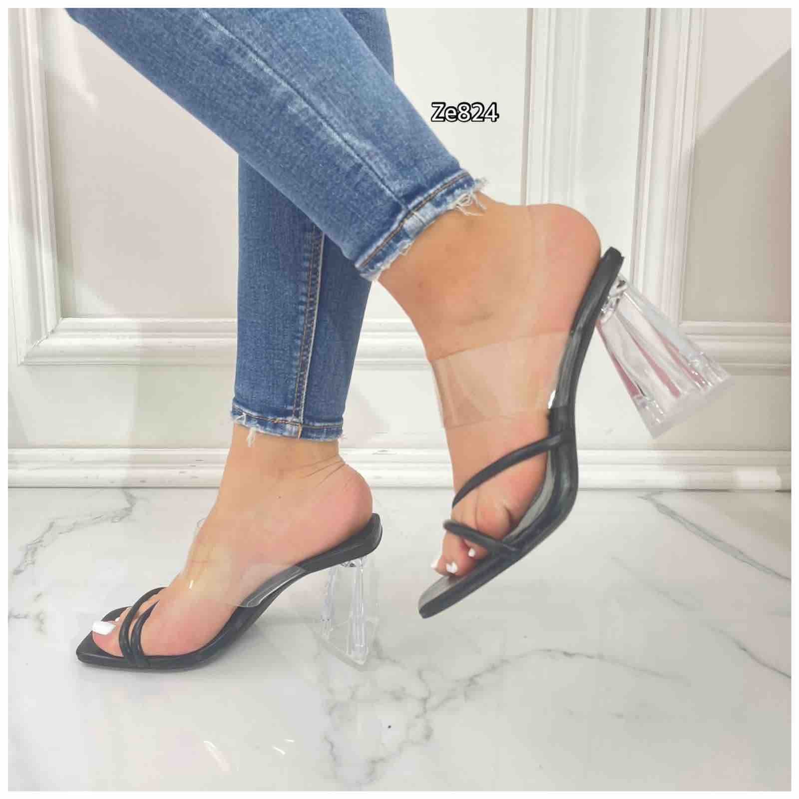 Sandalia negra tacon 8cm N21-705 C8